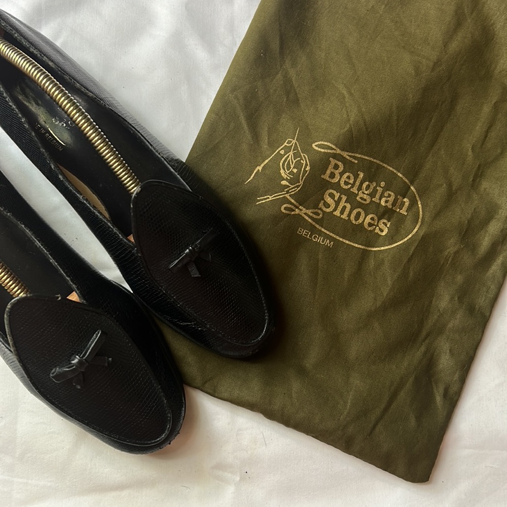 Belgian Shoes Black Lizard Travelette